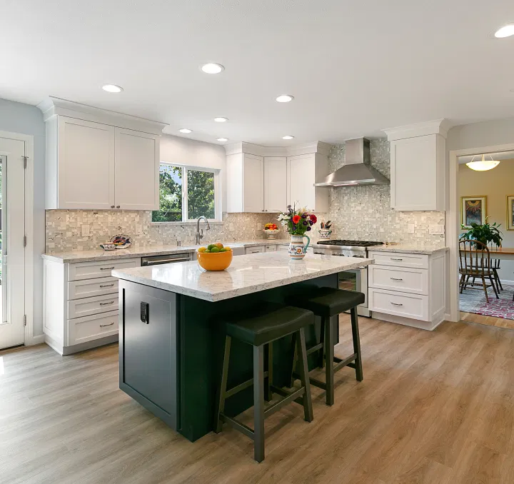 Professional countertop fabrication and installation process in Brentwood kitchen by skilled craftsmen