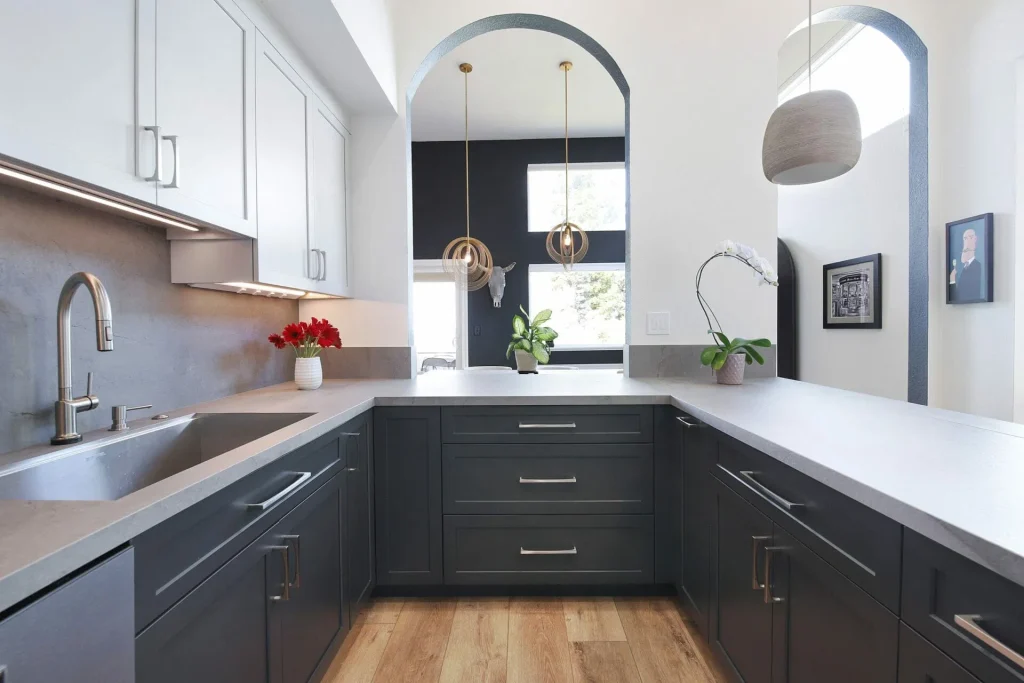 Professional countertop fabrication and installation process in modern Brentwood kitchen