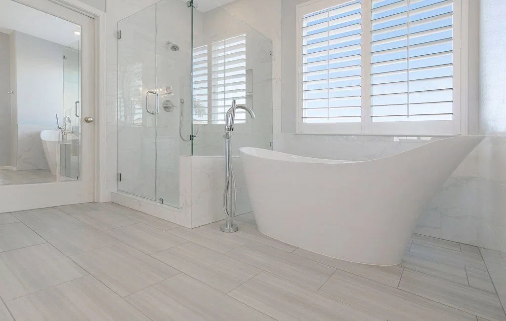 Professional bathroom remodeling project in Brentwood showcasing modern tile and fixtures