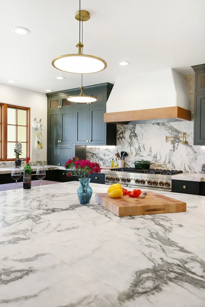 Professional countertop fabrication and installation process in Brentwood kitchen by skilled craftsmen