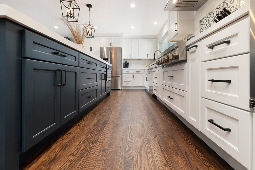 Custom kitchen cabinetry design consultation in Brentwood showroom with cabinet designer