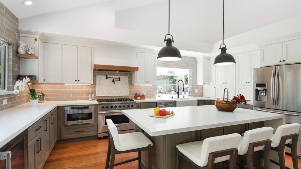 Professional kitchen remodeling in Brentwood showing modern cabinets and countertops installation